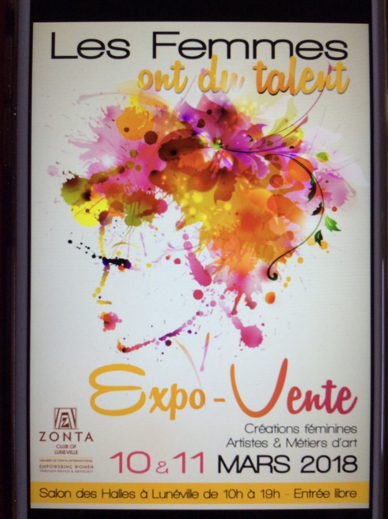 Als Teil des Frauentags (8. März) organisiert der Zonta Club von Lunéville eine Ausstellung und einen Verkauf, um die künstlerischen Kreationen von Frauen in der Region hervorzuheben.